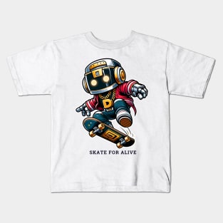 Hip-Hop Ollie Bot - Street Style Skate Series Kids T-Shirt